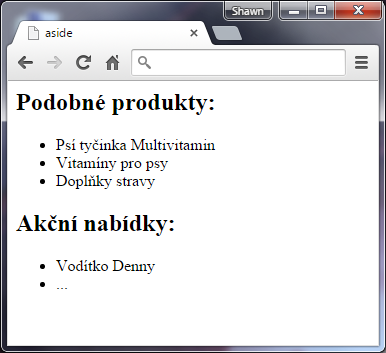 Postranní panel pomocí tagu aside v HTML 5 - Layout - Český HTML 5 manuál