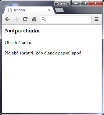 Struktura tagu section v HTML 5 - Layout - Český HTML 5 manuál