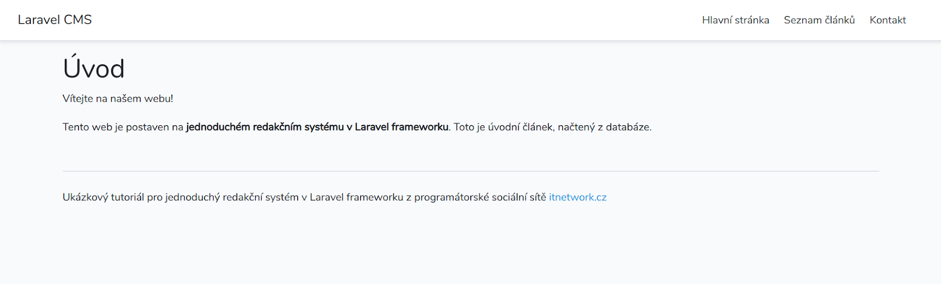 Zobrazení úvodního článku v PHP frameworku Laravel - Laravel framework pro PHP