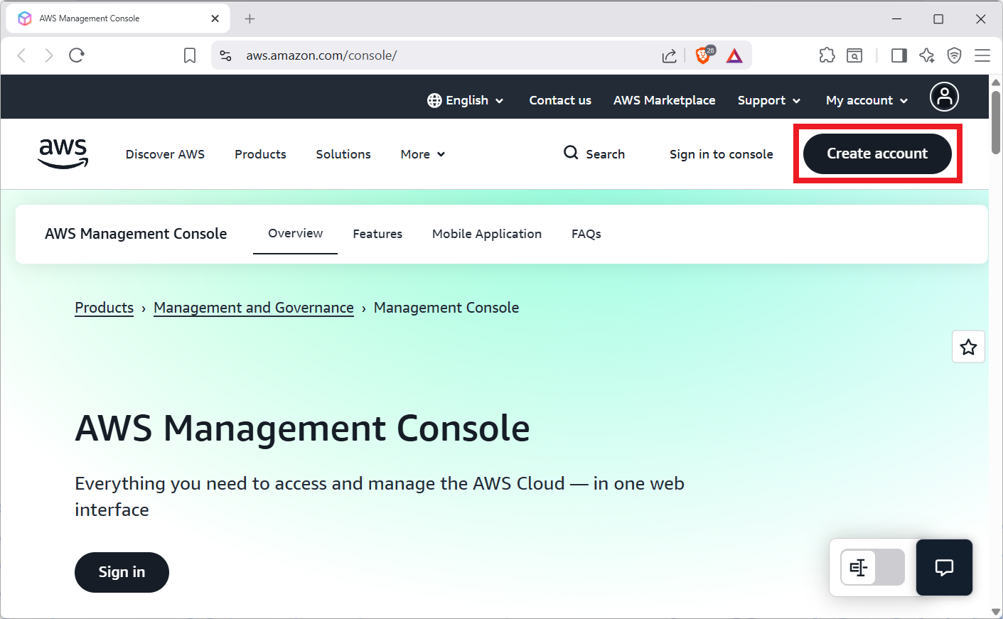 Vytvoření nového AWS účtu - Správa serverů a služeb