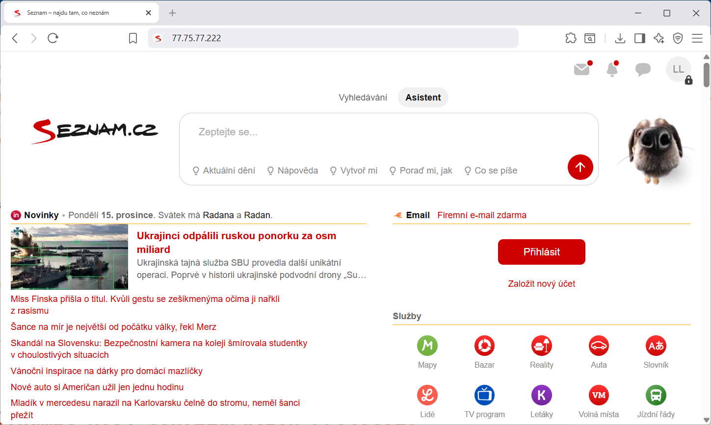 Web seznam.cz - Správa serverů a služeb