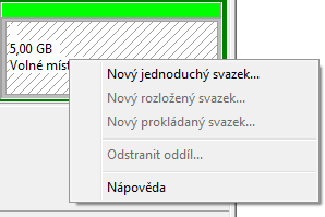 Nový svazek disku ve Windows - Windows