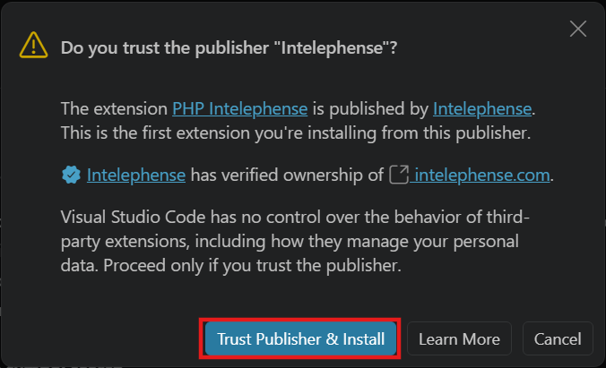Trust intelephense extension - Základní konstrukce jazyka PHP