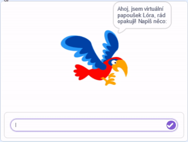 Papoušek opakuje vstup - Scratch