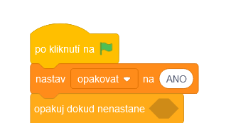 Nastav opakovat na ANO - Scratch