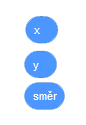 Proměnné x, y, směr - Scratch