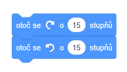 Blok otoč se o stupňů - Scratch