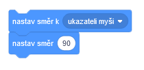 Blok nastav směr - Scratch