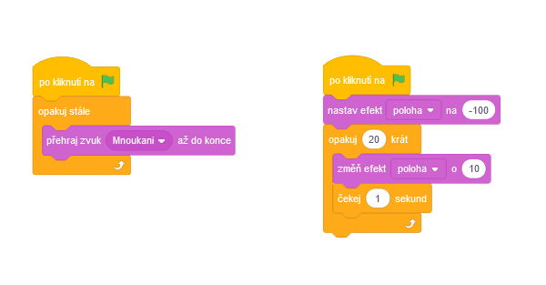 Program změny efektů zvuku - Scratch
