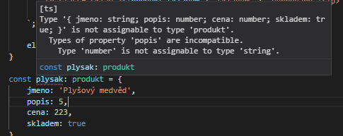 Chyba při implementaci rozhraní v TypeScriptu ve Visual Studio Code - TypeScript