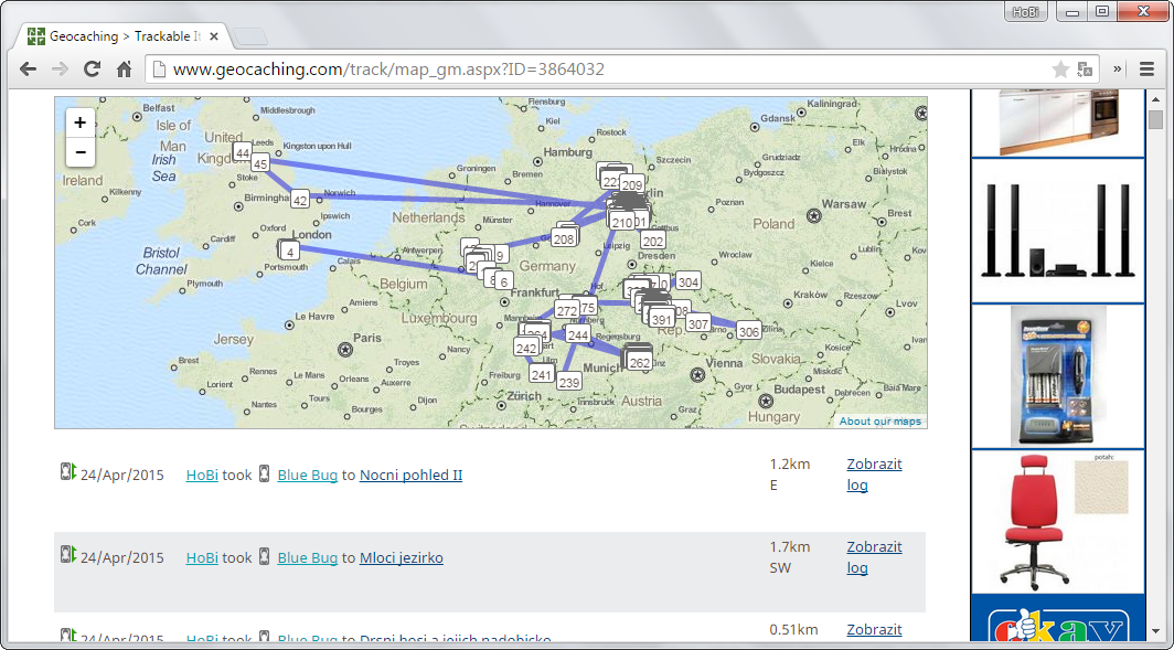 Mapa travel bugu v mém současném držení. - Zábava