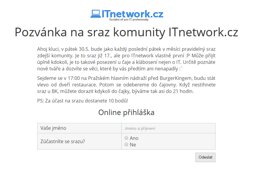 Pozvánka na komunitní sraz v SASS - Moderní a profesionální webové portfolio