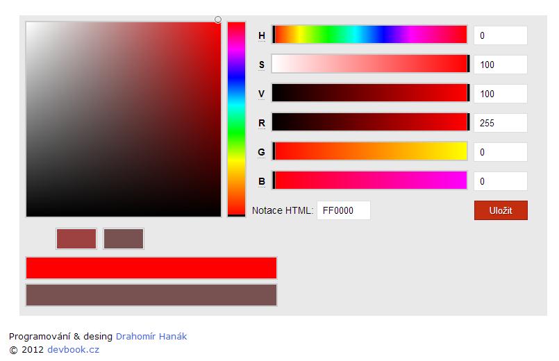HTML Colorpicker - CSS3 zdrojákoviště