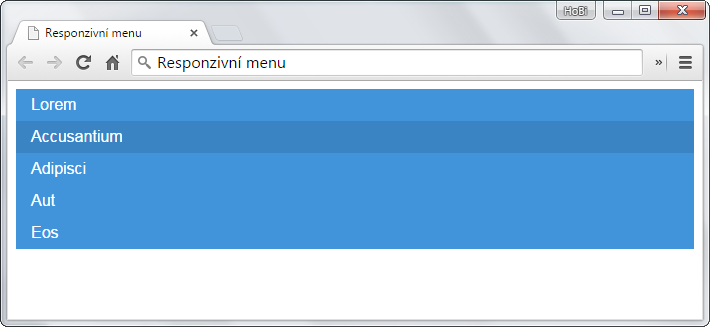 Aktuální menu s hoverem na druhé položce - Responzivní webdesign