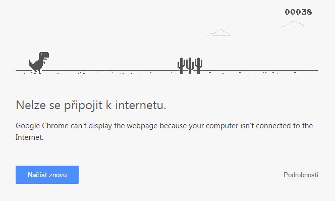 Hra s dinosaurem v Google Chrome - Zprávy ze světa internetu