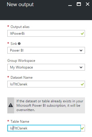 Stream Analytics output to Power BI - Microsoft Azure a IoT