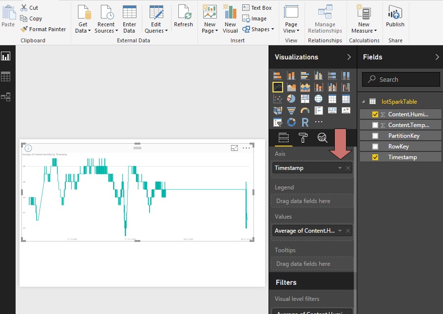 Power Bi – select TimeStamp in axis - Microsoft Azure a IoT