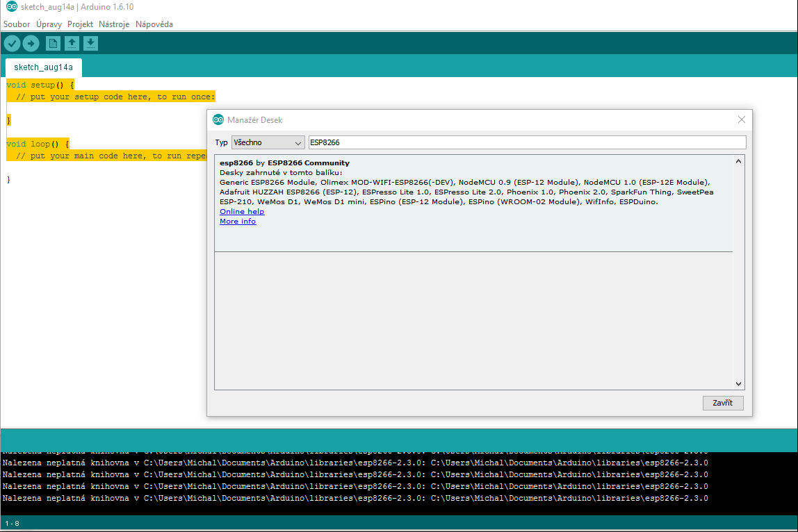 Přidání desky do IDE-2 - Microsoft Azure a IoT