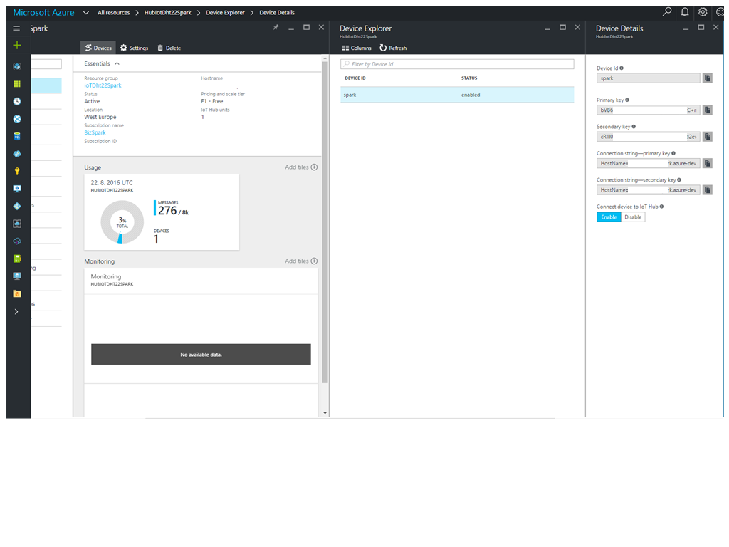 Show Device in Azure - Microsoft Azure a IoT