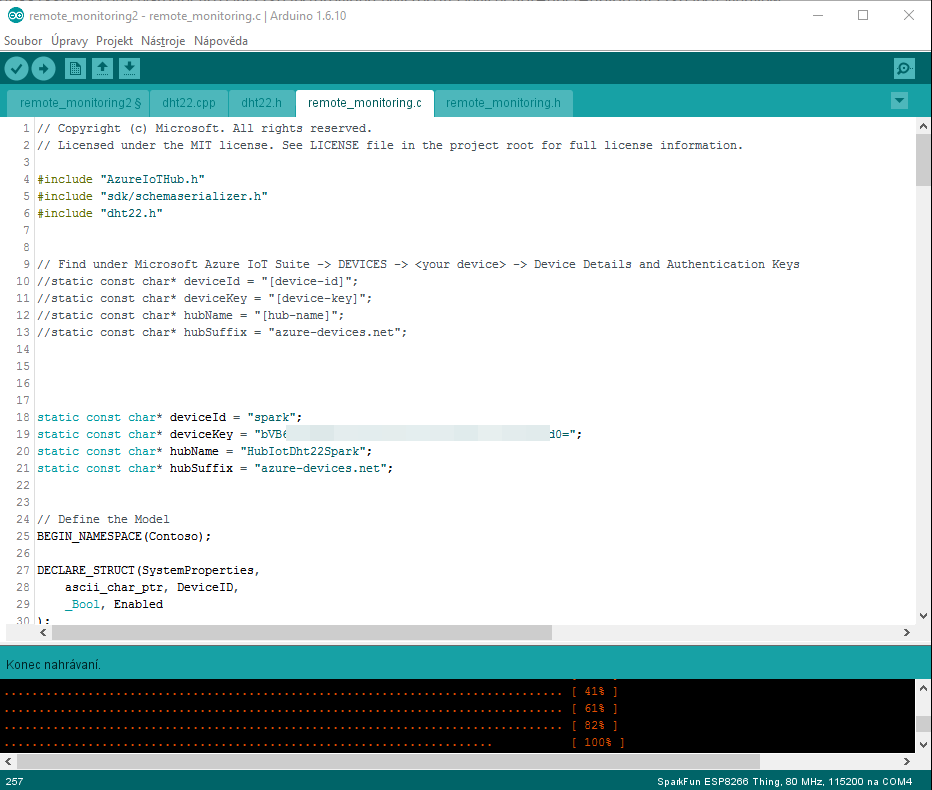 Add conection key to Azure into azure - Microsoft Azure a IoT