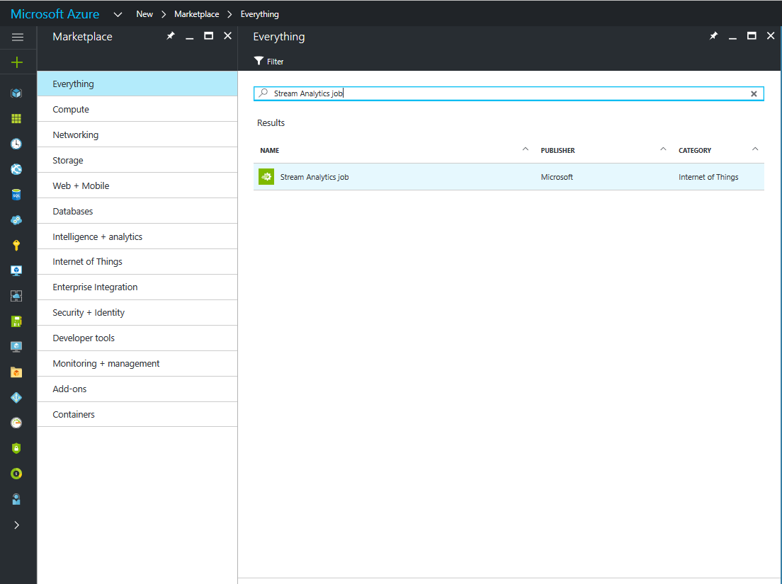 Add Stream Analytics job - Microsoft Azure a IoT
