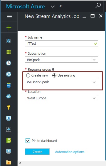 Add Stream Analytics job - Microsoft Azure a IoT