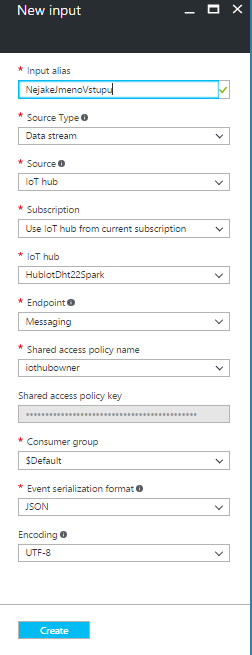 Stream Analytics – add input - Microsoft Azure a IoT