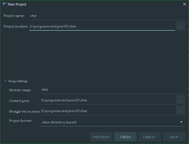 Nastavení kořenového adresáře projektu - Server pro klientské aplikace v Javě