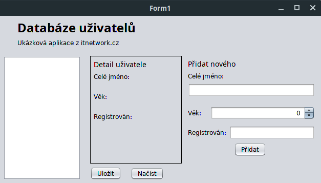 Formulář databáze uživatelů v CSV - Soubory v Javě