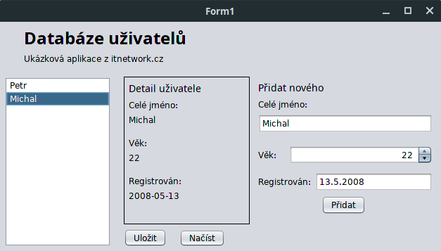 Formulář databáze uživatelů v CSV - Soubory v Javě