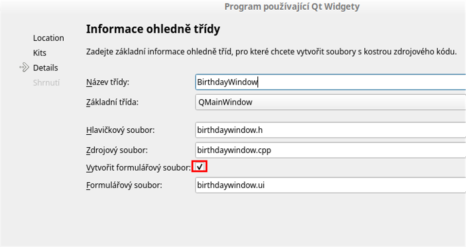 Vytvoření formulářového projektu v C++ a Qt Designer