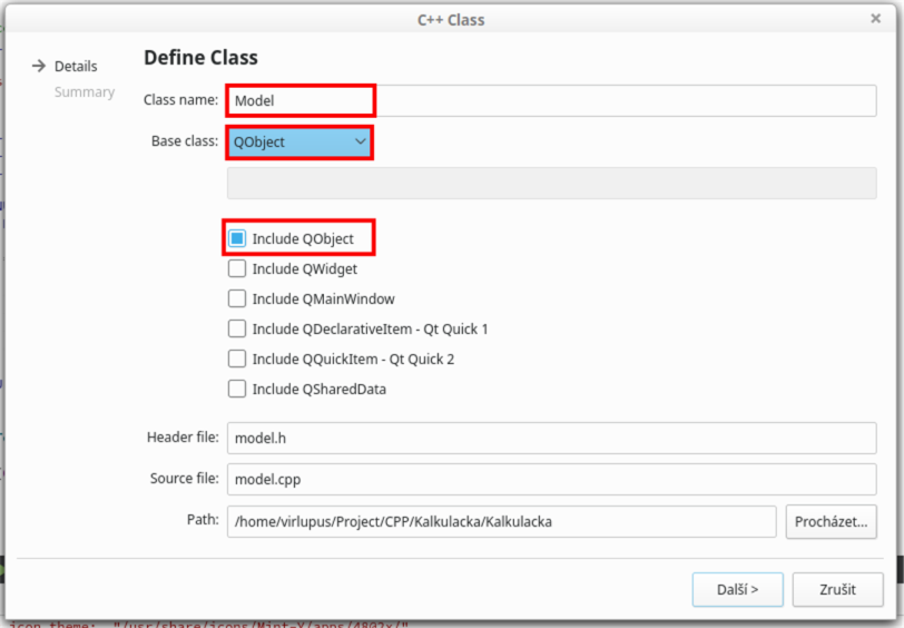 Vytvoření modelu v Qt aplikaci v C++ - Qt - Okenní/formulářové aplikace v C++