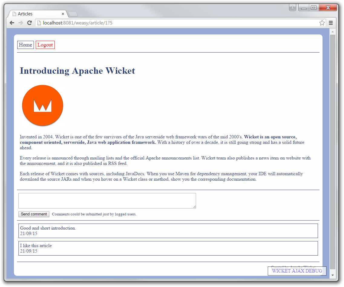 ArticlePage - Apache Wicket