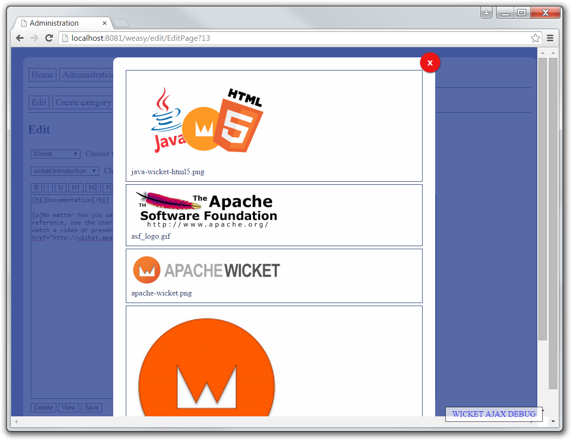 EditPage – vkládání obrázku - Apache Wicket