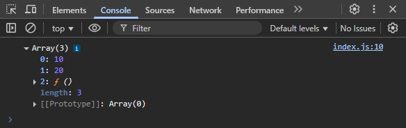 Vypsané pole hodnot vlastností v konzoli - Objektově orientované programování v JavaScriptu