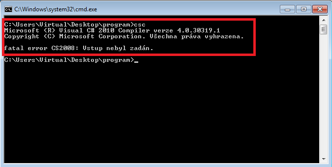 Příkazový řádek s nastavenou cestou - Visual Studio - Pokročilá práce