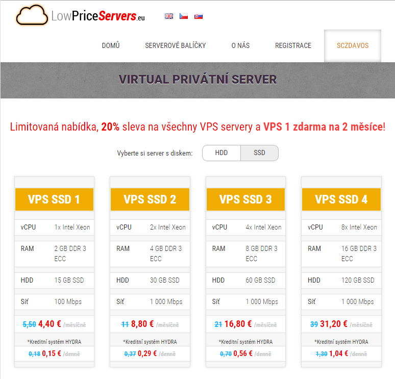 Objednávka VPS serveru na levnyvps.cz - Administrace VPS serverů