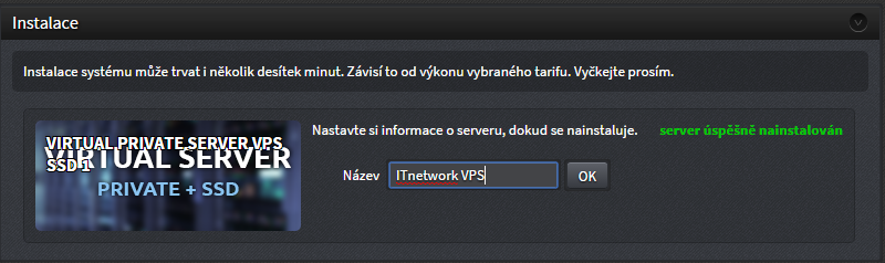 Nastavení názvu serveru - Administrace VPS serverů