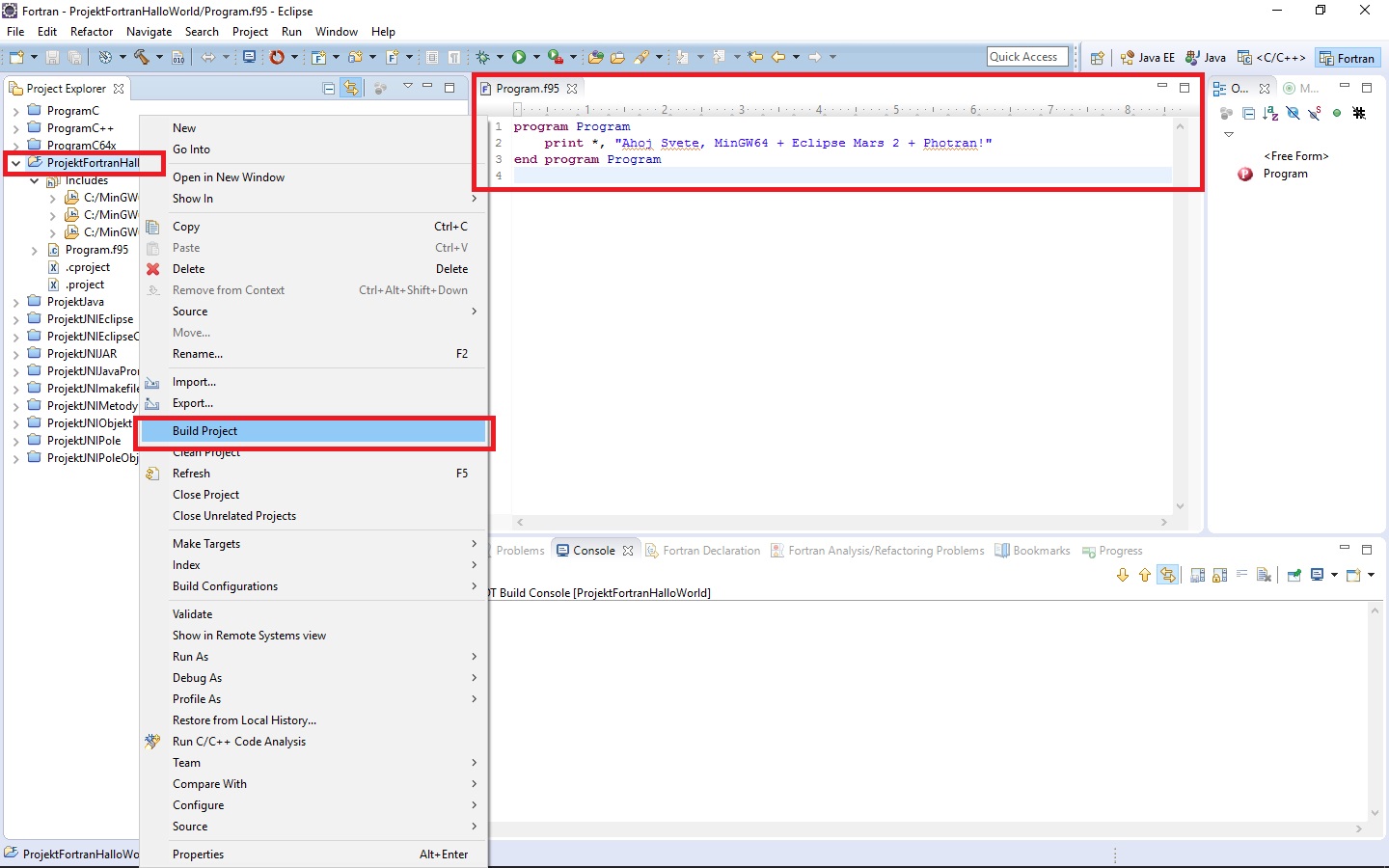 Build Fortran projektu v Eclipse - Další vývojové nástroje pro tvorbu aplikací