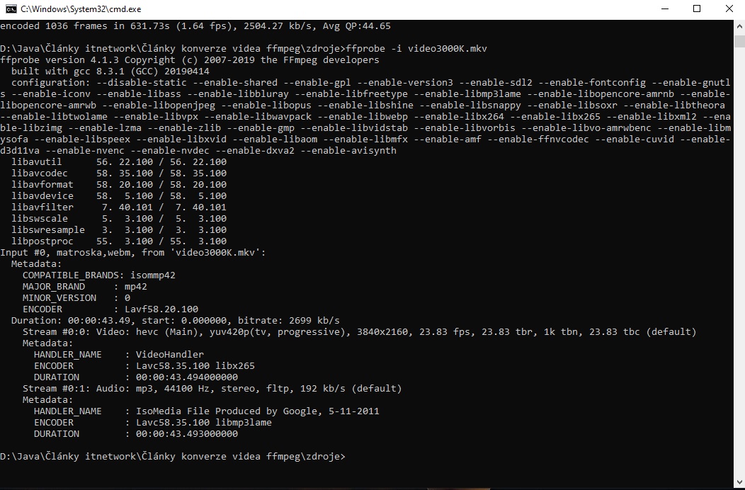 Info - Úprava audio a video souborů pomocí frameworku FFmpeg