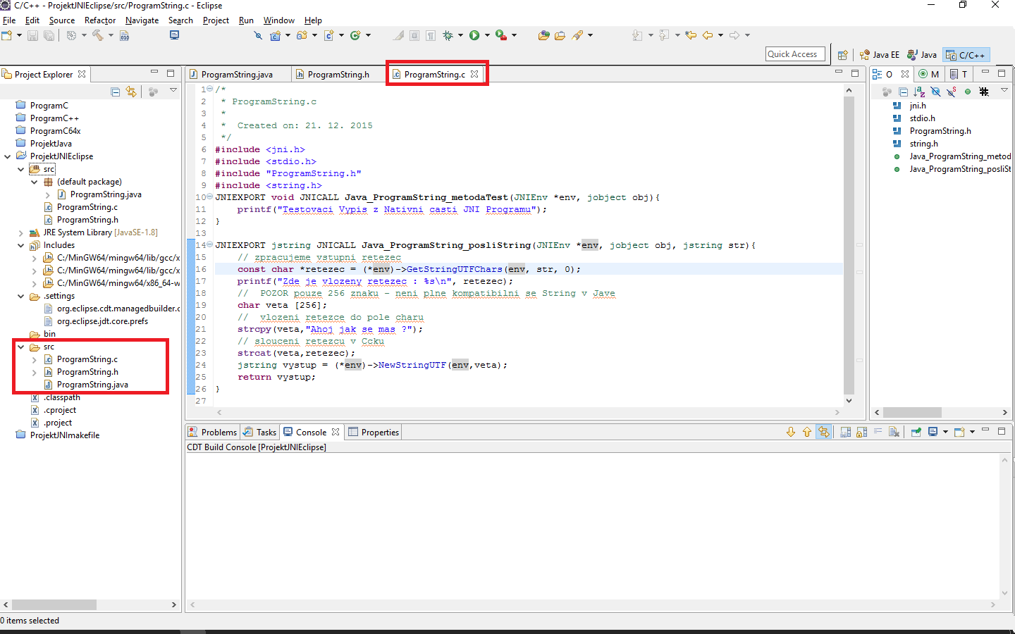 Vypsání zdrojového kódu - JNI - Java Native Interface