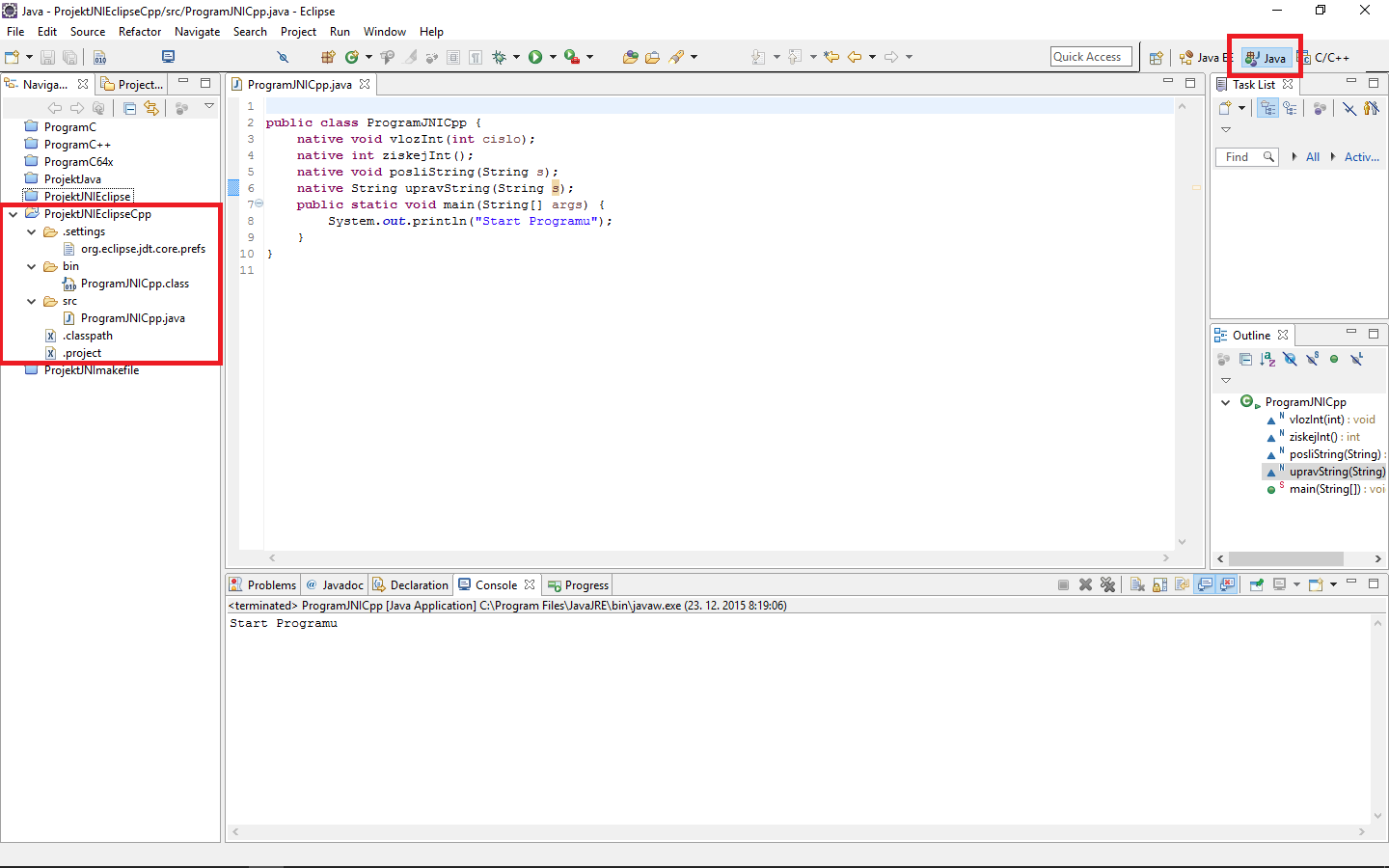 Nastavení Java projektu - JNI - Java Native Interface
