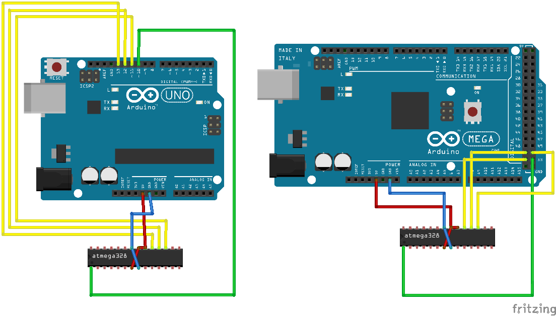 Připojení čipu ATmega 328P - Arduino - Hardware