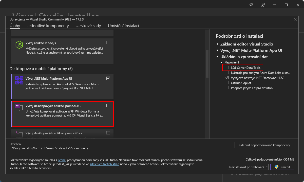 Kontrola nainstalovaných komponent - MS-SQL databáze krok za krokem