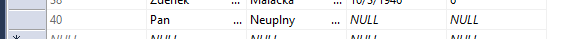 Hodnoty NULL v tabulce - MS-SQL databáze krok za krokem