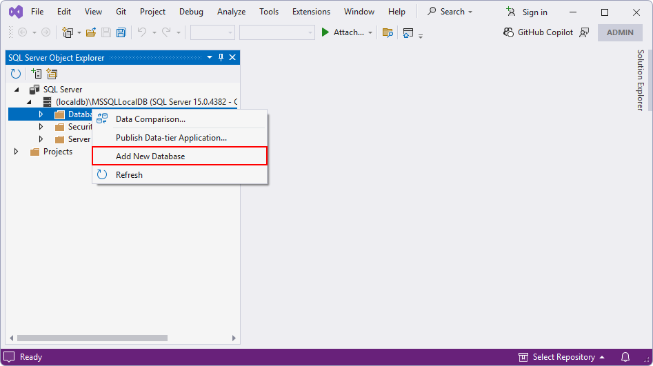 Vytvoření nové databáze - MS-SQL databáze krok za krokem