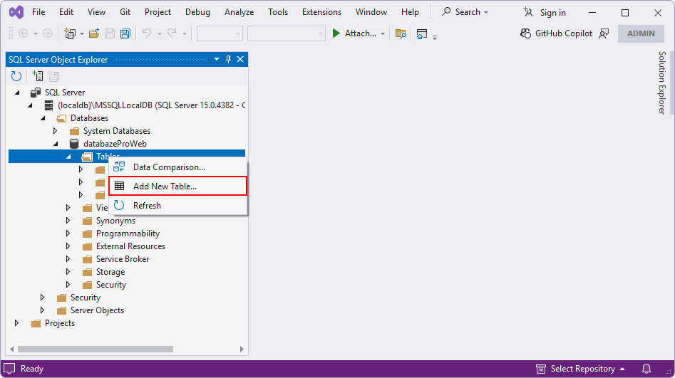 Přidání nové tabulky - MS-SQL databáze krok za krokem