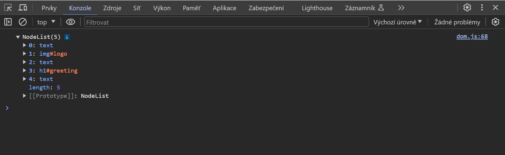 Výpis potomků - Základní konstrukce jazyka JavaScript