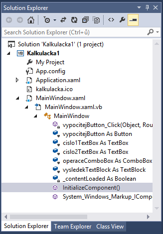 InicializeComponents - Okenní aplikace ve VB.NET WPF