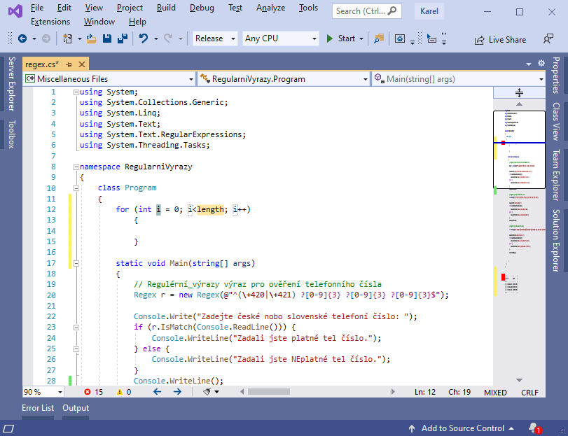 Visual Studio - Pokročilá práce